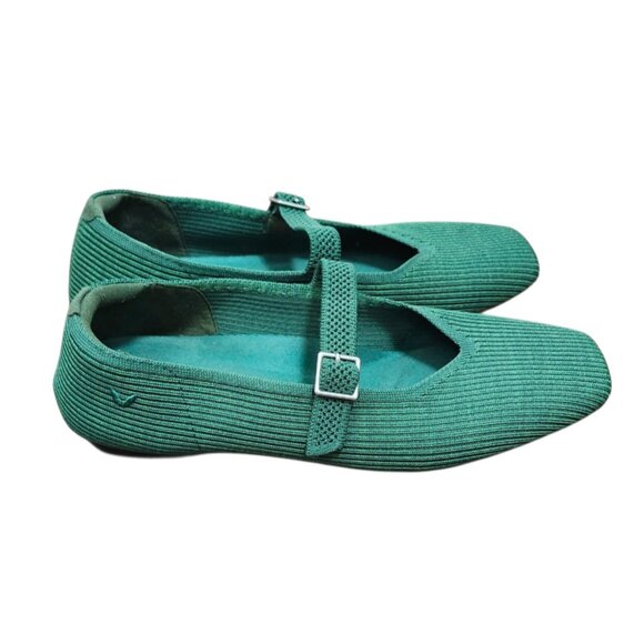 VIVAIA square toed Mary Jane Margot adjustable instep strap for comfy fit Green - Picture 3 of 10